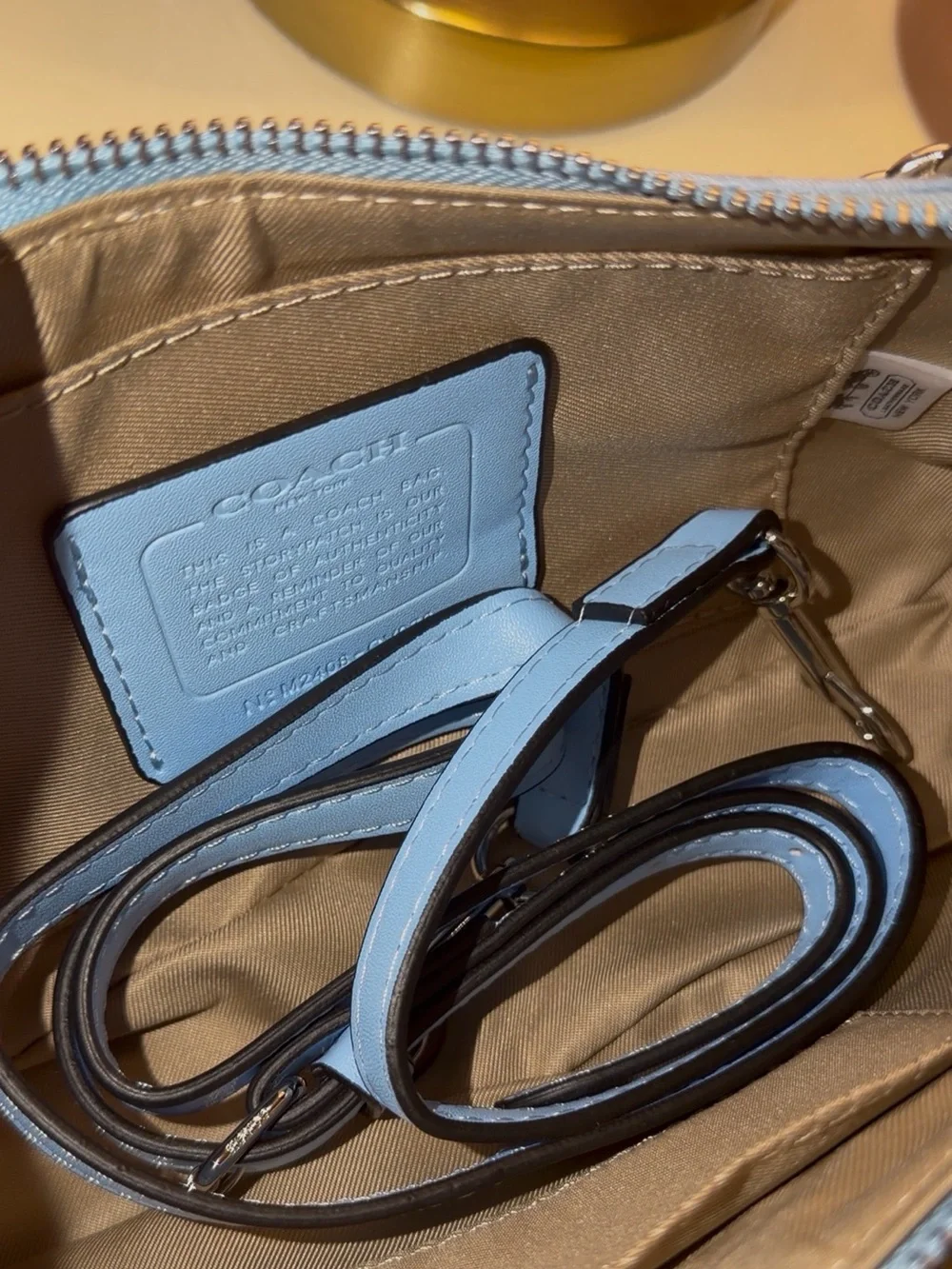 Coach Pale Blue Signature Jacquard Shoulder Bag with Chain Strap